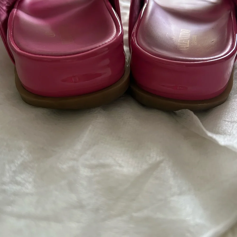 Valentino Vibrant Pink Sandals with Bold Gold Details - Picture 7 of 7